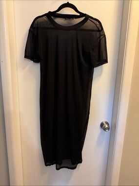 Black Mesh Tee Dress